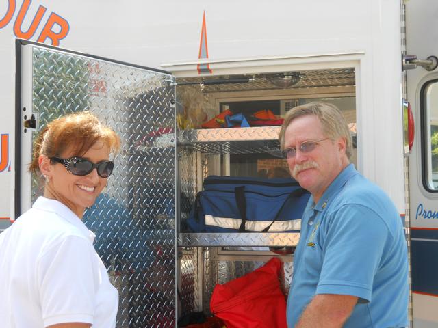 Erin Grant and Lynn Platt check equipment on the ambulance
St. William of York fall festival 9/11/11